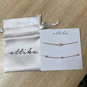 Ettika Bracelet Set with Extender Opal Crystal Dainty 18k Gold Plated NWT